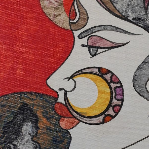 Alternate image for Expressionist Red and White Acrylic Brahmacharini Painting Brahmacharini