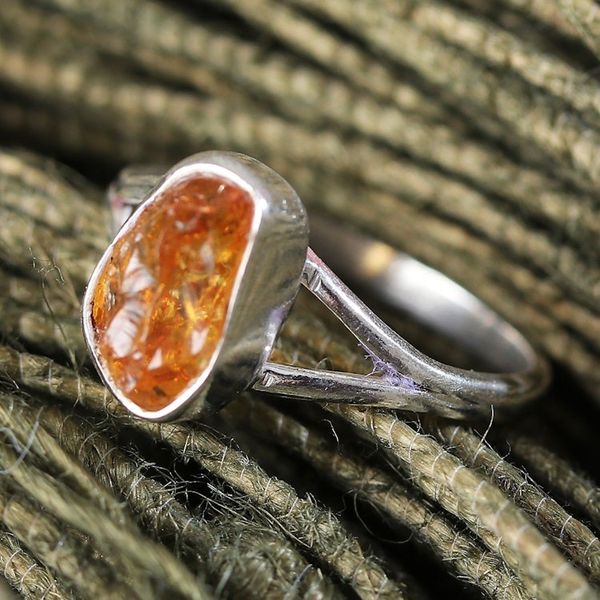 Alternate image for Sterling Silver Single Stone Ring with Freeform Citrine Gem Alluring Magic