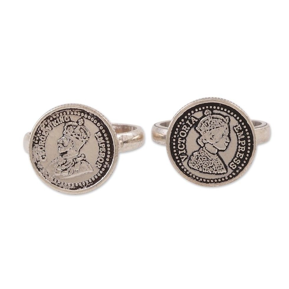 Polished Sterling Silver Toe Rings Handmade in India Pair 'Raja Rani'