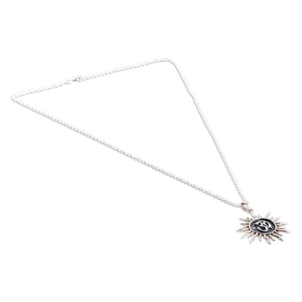 Alternate image for Sun-Themed Om Sterling Silver Pendant Necklace from India Suns Om