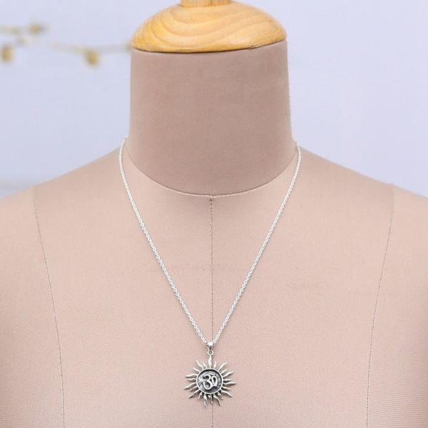 Alternate image for Sun-Themed Om Sterling Silver Pendant Necklace from India Suns Om