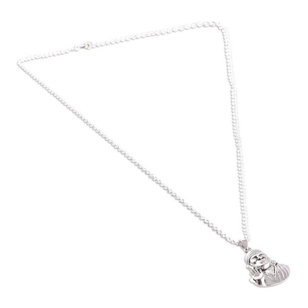 Alternate image for Polished Sterling Silver Shirdi Sai Baba Pendant Necklace Shirdi Sai Baba