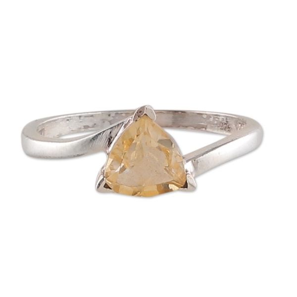 Alternate image for Modern Sterling Silver Solitaire Ring with Citrine Stone Shimmering Jaipur