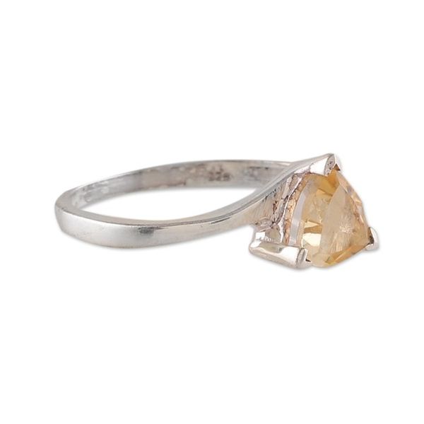 Alternate image for Modern Sterling Silver Solitaire Ring with Citrine Stone Shimmering Jaipur