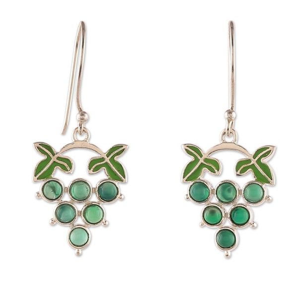 Alternate image for Grapevine-Shaped Green Onyx Cabochon Dangle Earrings Harmonious Vines
