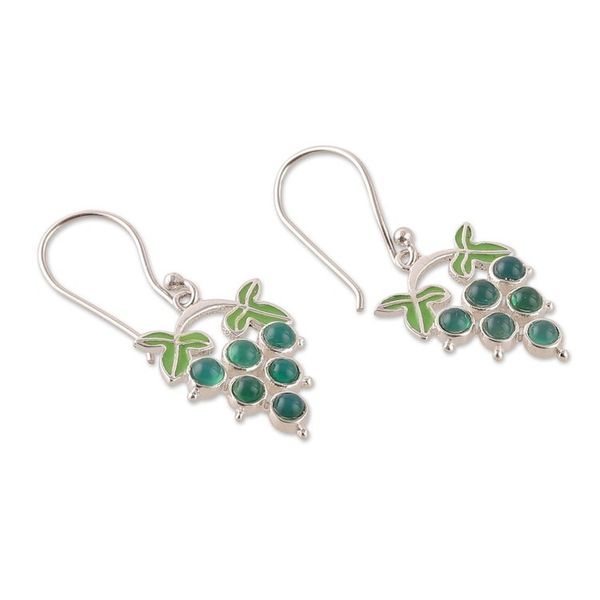 Alternate image for Grapevine-Shaped Green Onyx Cabochon Dangle Earrings Harmonious Vines