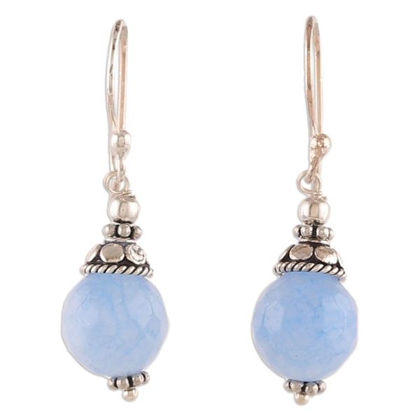 Alternate image for Sterling Silver Dangle Earrings with Petite Blue Agate Gems Royal Heaven