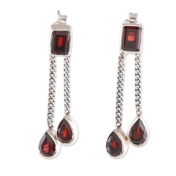 Alternate image for Five-Carat Faceted Garnet Dangle Earrings from India Scarlet Tale