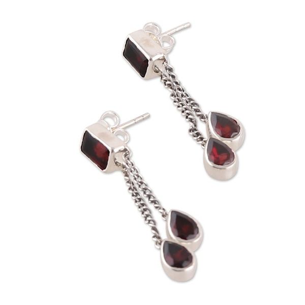 Alternate image for Five-Carat Faceted Garnet Dangle Earrings from India Scarlet Tale