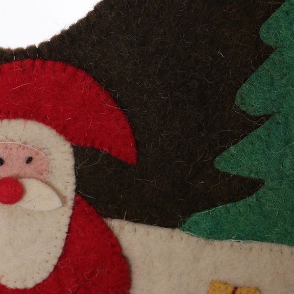 Alternate image for Handcrafted Santa-Themed Wool Felt Tree Skirt from India Playful Santa
