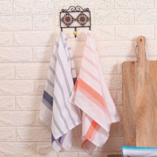 Alternate image for Set of 3 Purple, Orange and Blue Striped Cotton Dish Towels Stripes of Sweetness