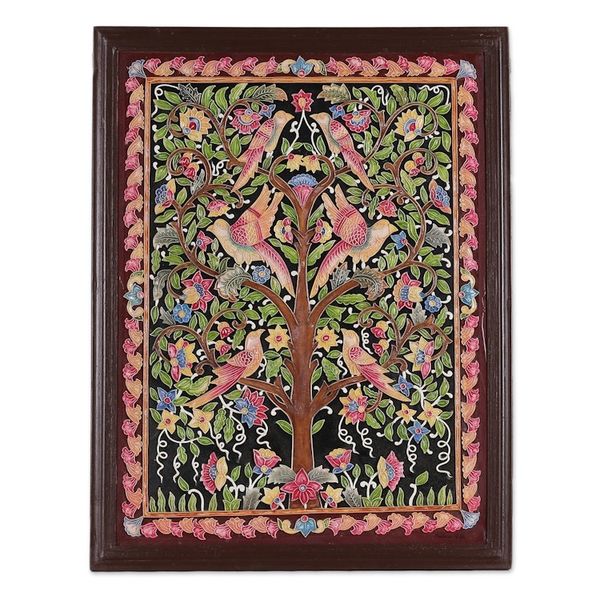 Alternate image for Nature-Themed Painted Marble Dust Relief Wall Art Bird Connection