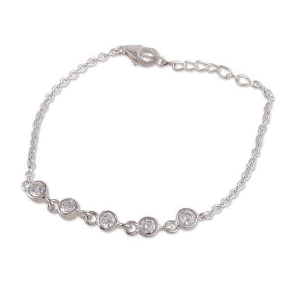 Alternate image for Sterling Silver Pendant Bracelet with Cubic Zirconia Gems Sparkling Alliance