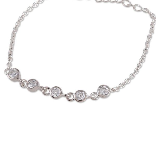 Alternate image for Sterling Silver Pendant Bracelet with Cubic Zirconia Gems Sparkling Alliance
