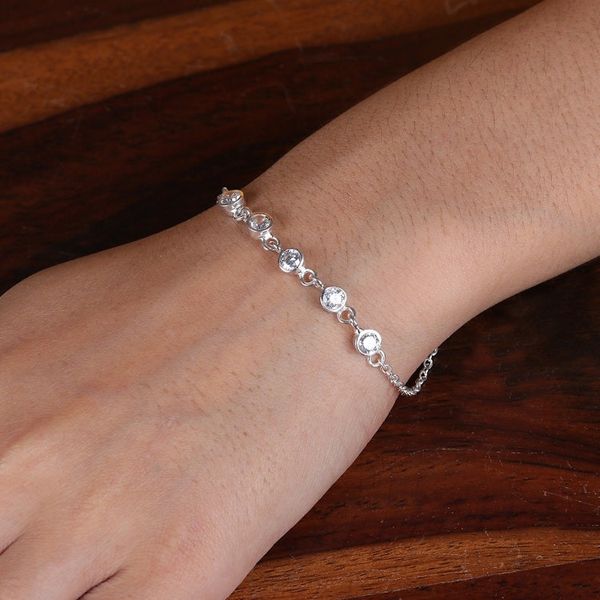 Alternate image for Sterling Silver Pendant Bracelet with Cubic Zirconia Gems Sparkling Alliance