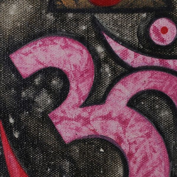 Alternate image for Signed Unstretched Expressionist Acrylic Omkara Painting Cosmic Energy