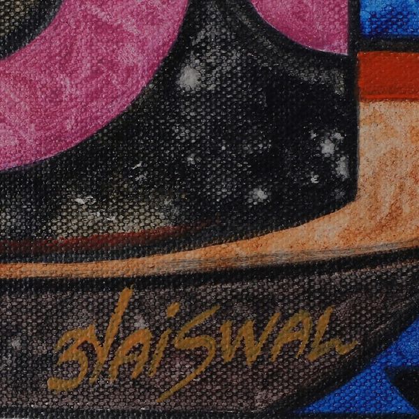 Alternate image for Signed Unstretched Expressionist Acrylic Omkara Painting Cosmic Energy