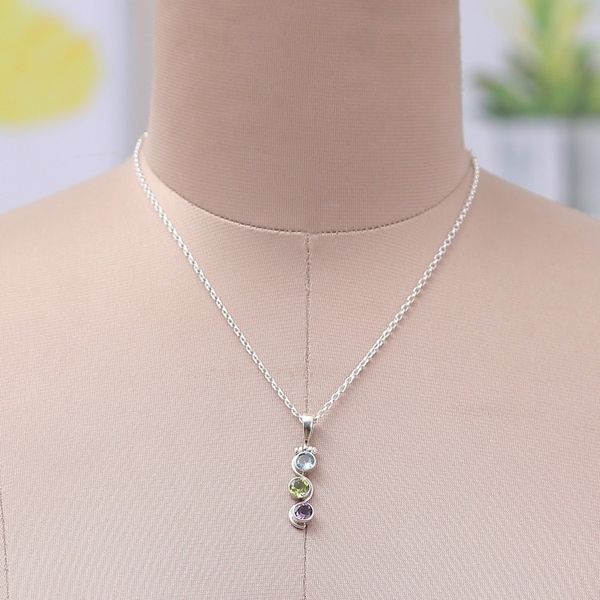 Alternate image for Polished Two-Carat Faceted Multi-Gemstone Pendant Necklace Serene Goddess