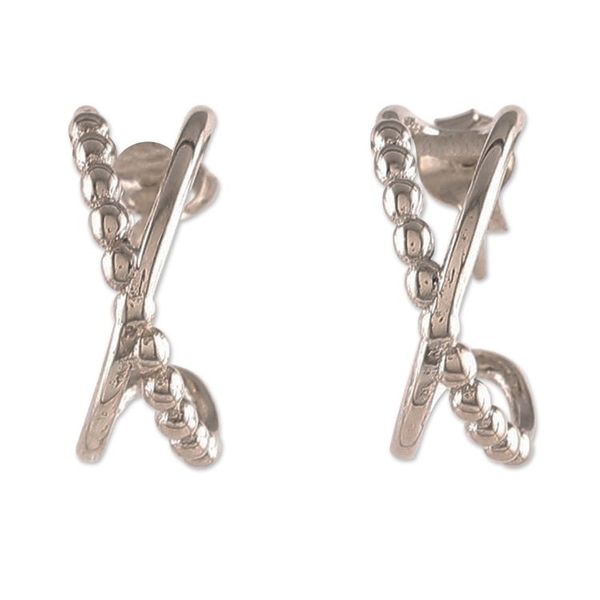 Alternate image for Modern Silver Half-Hoop Earrings with Twisted Design Twisted Flair