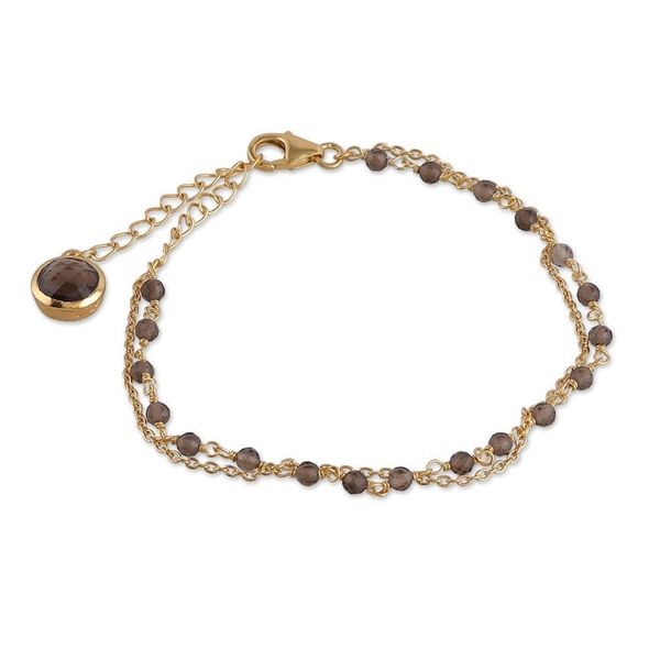 Alternate image for 18k Gold-Plated Two-Carat Checkerboard Smoky Quartz Bracelet My Essence