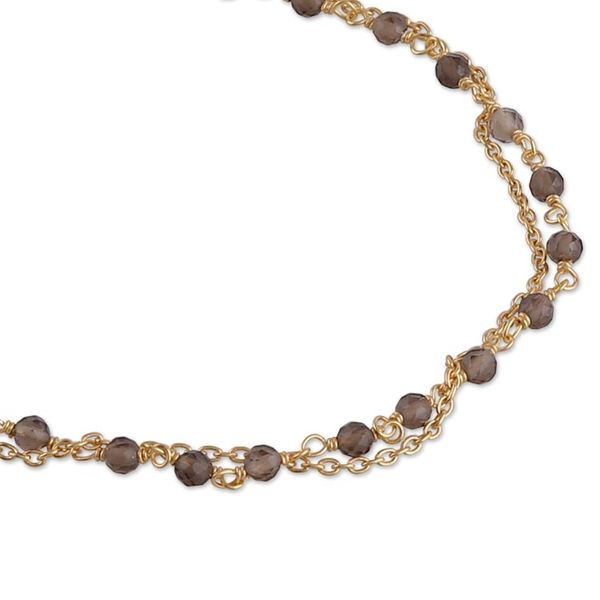 Alternate image for 18k Gold-Plated Two-Carat Checkerboard Smoky Quartz Bracelet My Essence
