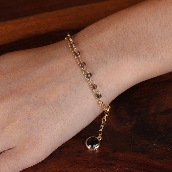 Alternate image for 18k Gold-Plated Two-Carat Checkerboard Smoky Quartz Bracelet My Essence
