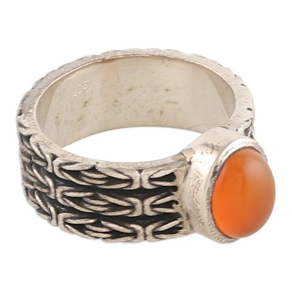 Alternate image for Classic Oxidized and Polished Carnelian Single Stone Ring Courageous Glow