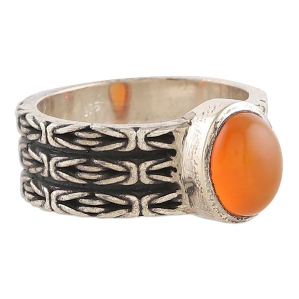 Alternate image for Classic Oxidized and Polished Carnelian Single Stone Ring Courageous Glow
