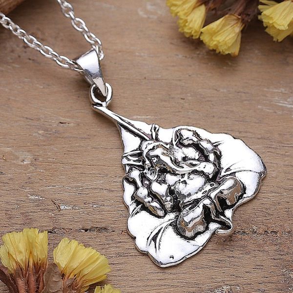 Alternate image for Cultural Leafy Ganesha Sterling Silver Pendant Necklace Leafy Ganesha