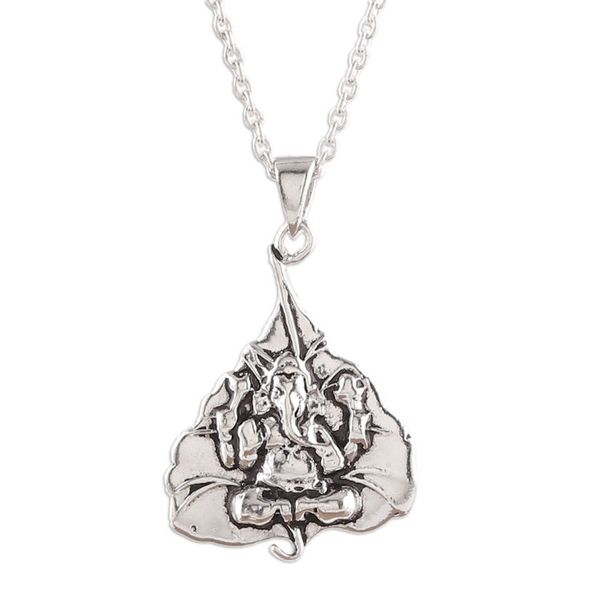 Alternate image for Cultural Leafy Ganesha Sterling Silver Pendant Necklace Leafy Ganesha