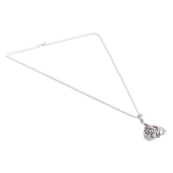 Alternate image for Cultural Leafy Ganesha Sterling Silver Pendant Necklace Leafy Ganesha