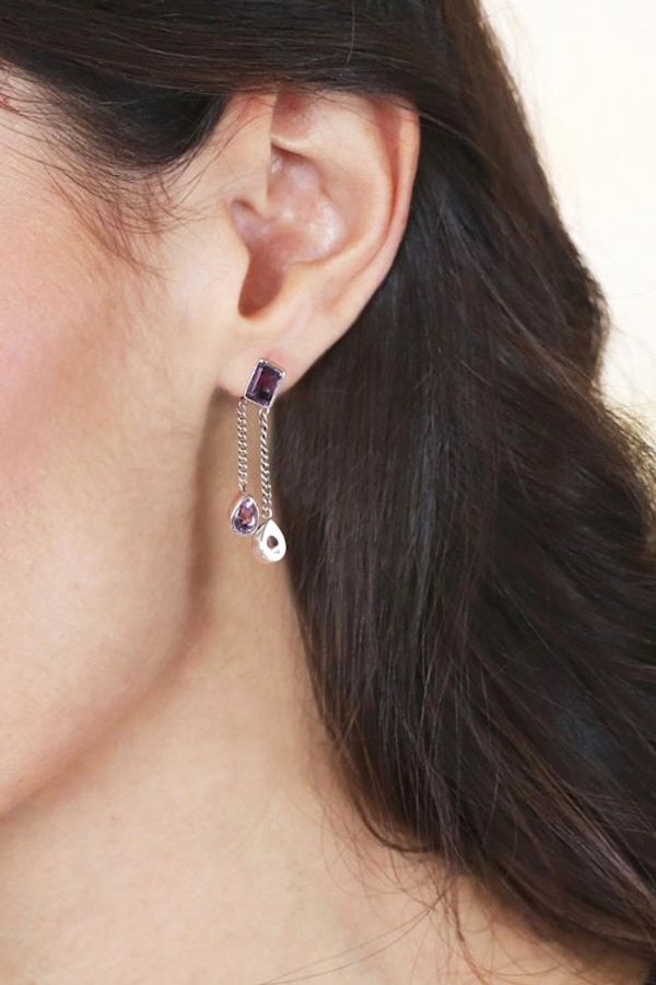 Alternate image for Five-Carat Faceted Amethyst Dangle Earrings from India Lilac Tale