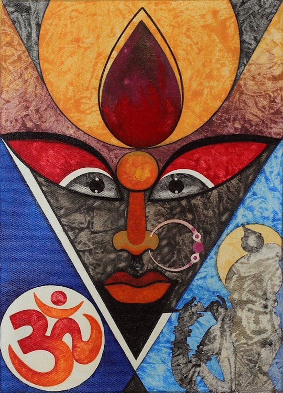 Signed Expressionist Traditional Acrylic Mahakali Painting 'Mahakali'