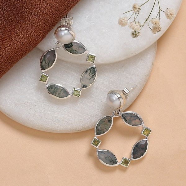 Alternate image for Faceted 10-Carat Multi-Gemstone Dangle Earrings from India Era of Fortune