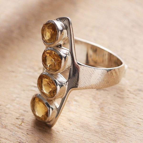 Alternate image for Sterling Silver Cocktail Ring with 4-Carat Citrine Gems Glorious Joy