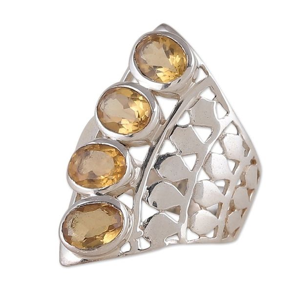 Alternate image for Sterling Silver Cocktail Ring with 4-Carat Citrine Gems Glorious Joy