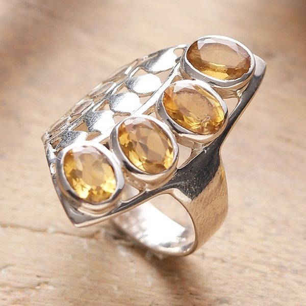 Alternate image for Sterling Silver Cocktail Ring with 4-Carat Citrine Gems Glorious Joy