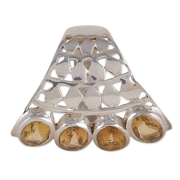 Alternate image for Sterling Silver Cocktail Ring with 4-Carat Citrine Gems Glorious Joy