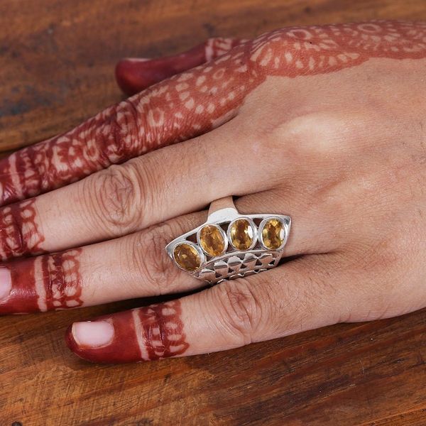 Alternate image for Sterling Silver Cocktail Ring with 4-Carat Citrine Gems Glorious Joy