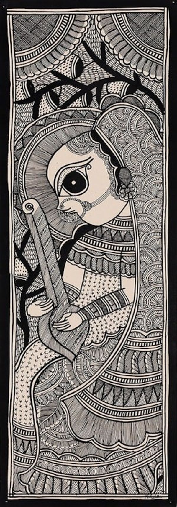 Alternate image for Madhubani Painting of Hindu Mystic Poet Meera Mirabai Meera