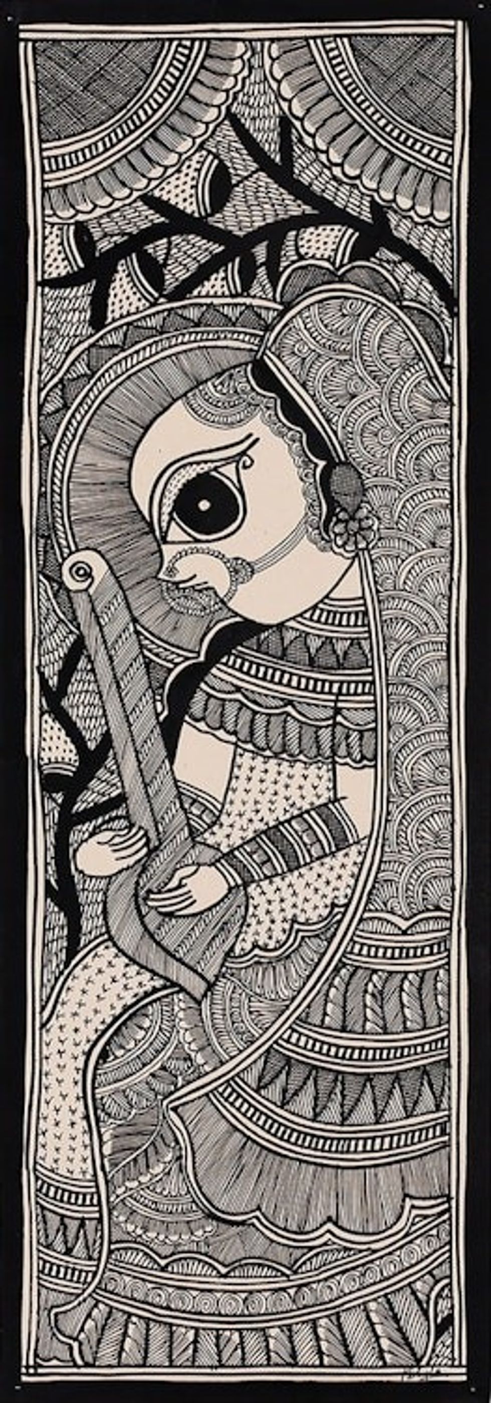Madhubani Painting of Hindu Mystic Poet Meera Mirabai 'Meera'