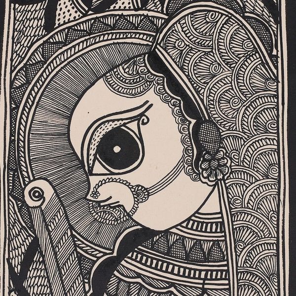 Alternate image for Madhubani Painting of Hindu Mystic Poet Meera Mirabai Meera