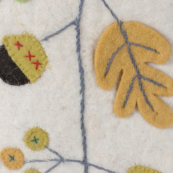 Alternate image for Handmade Applique Wool Felt Leaf Acorn Christmas Stocking Leaves of the Season