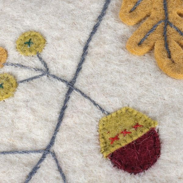 Alternate image for Handmade Applique Wool Felt Leaf Acorn Christmas Stocking Leaves of the Season
