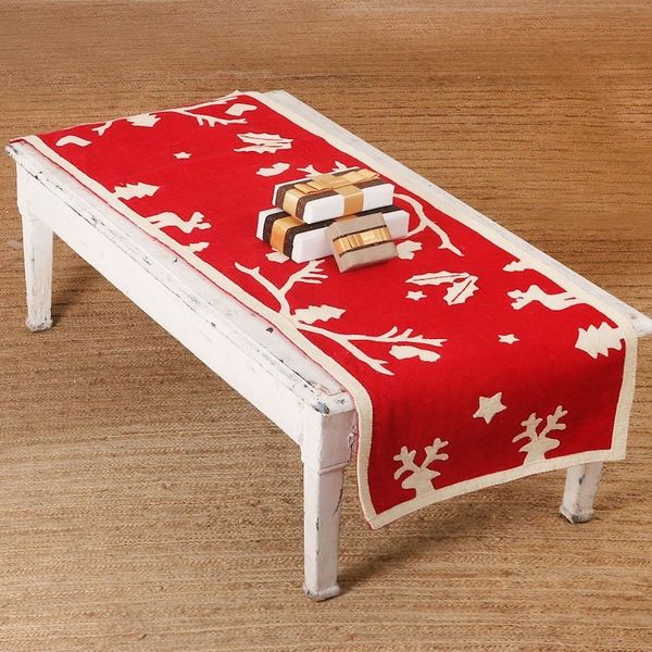Alternate image for Handmade Applique Wool Felt Christmas Table Runner in Red Red Holidays