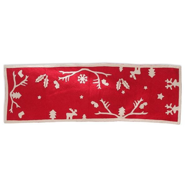 Alternate image for Handmade Applique Wool Felt Christmas Table Runner in Red Red Holidays