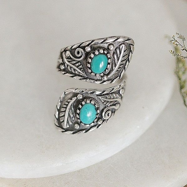Alternate image for Classic Leafy and Floral Reconstituted Turquoise Wrap Ring Call from Paradise