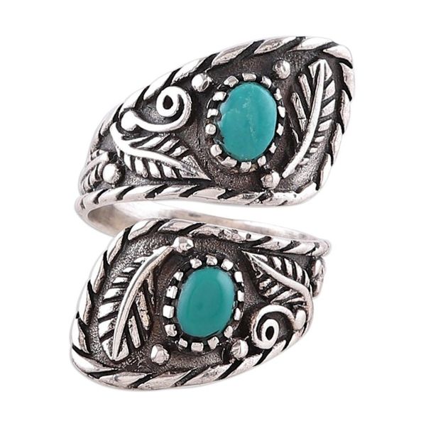 Alternate image for Classic Leafy and Floral Reconstituted Turquoise Wrap Ring Call from Paradise