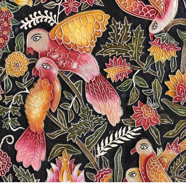 Alternate image for Bird and Nature-Themed Painted Marble Dust Relief Wall Art Midnight Birds II