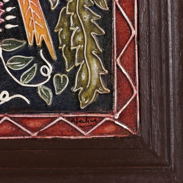 Alternate image for Bird and Nature-Themed Painted Marble Dust Relief Wall Art Midnight Birds II